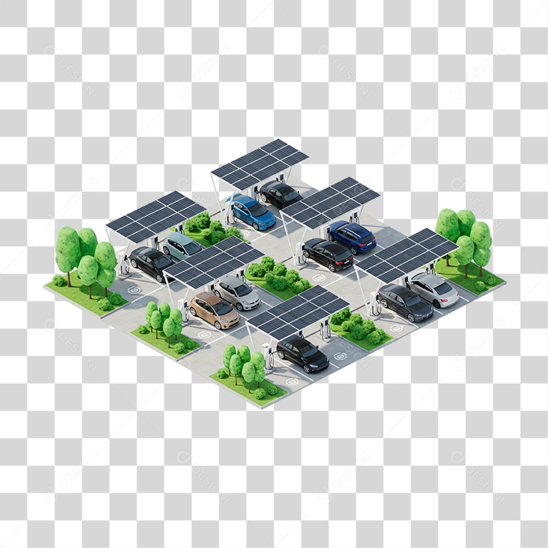 Estação de Recarga de Veículos Elétricos PNG Transparente