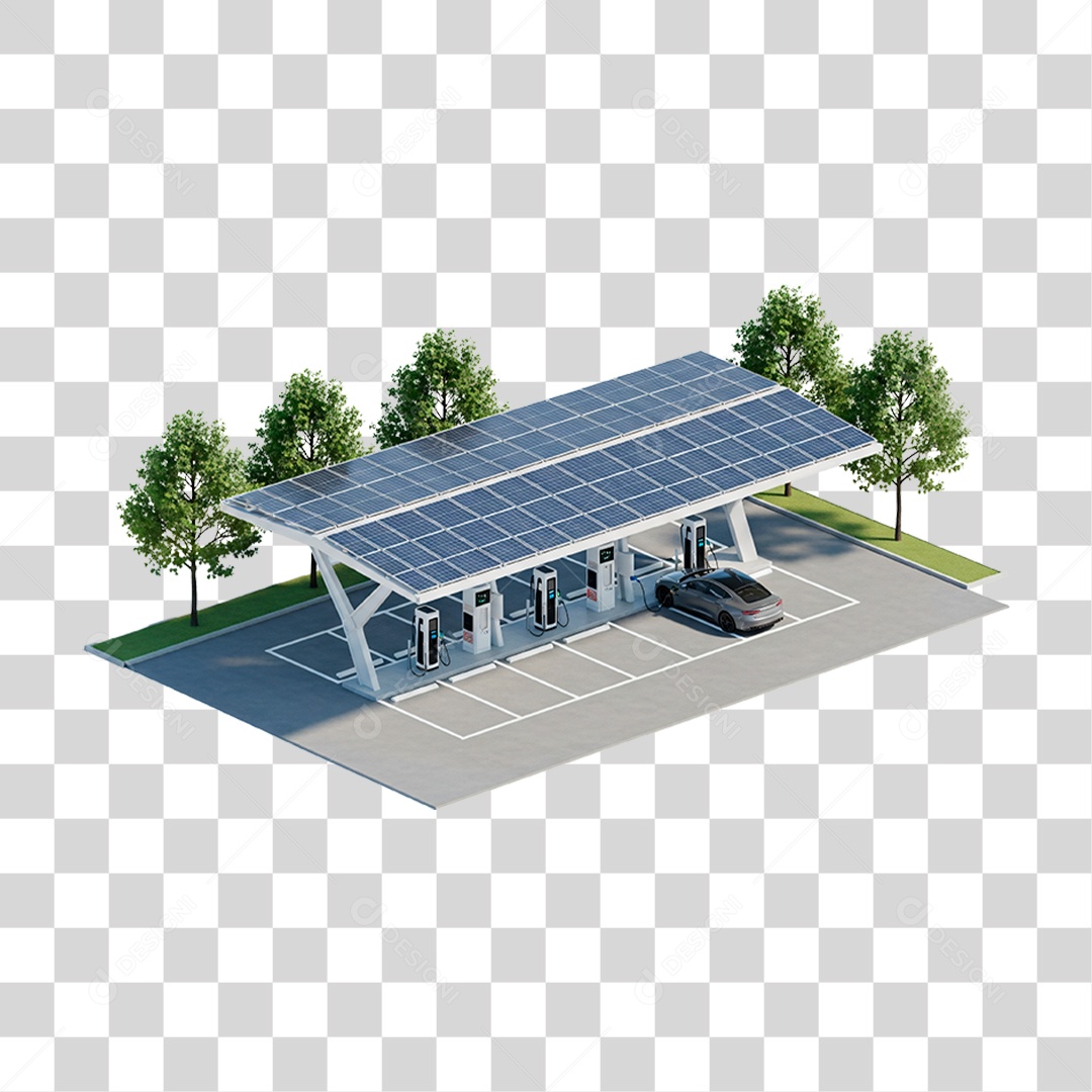 Estação de Recarga de Veículos Elétricos PNG Transparente