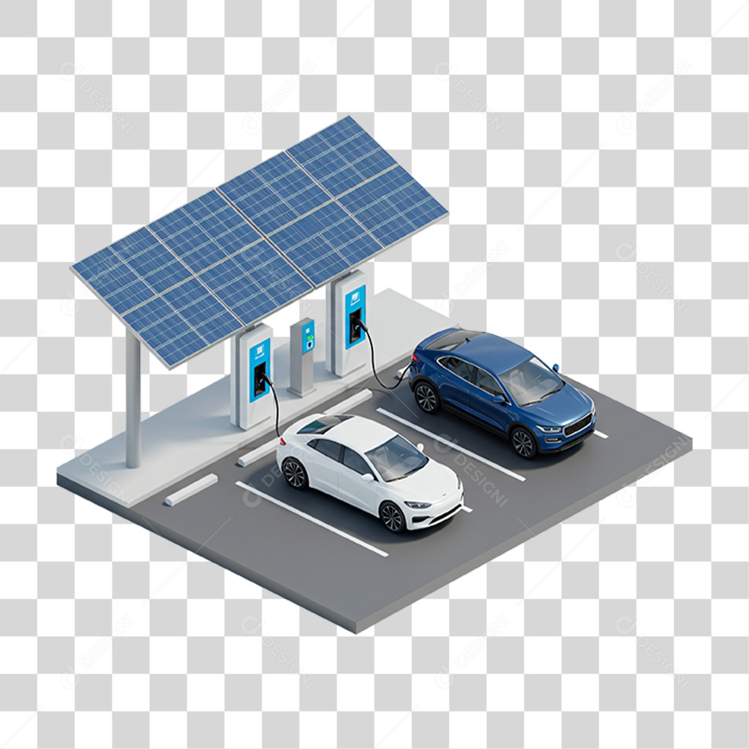 Estação de Recarga de Veículos Elétricos PNG Transparente