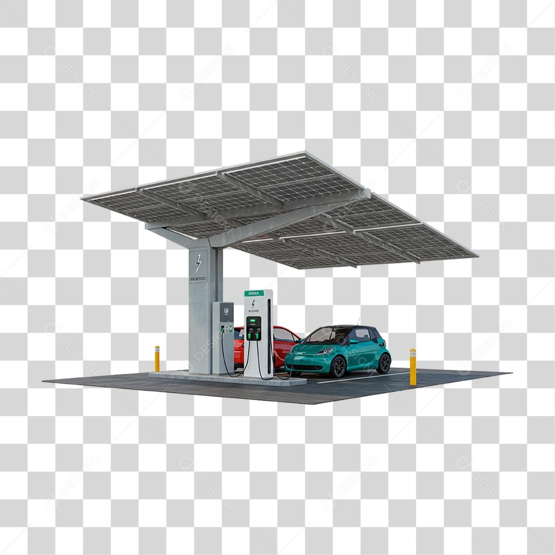 Estação de Recarga de Veículos Elétricos PNG Transparente