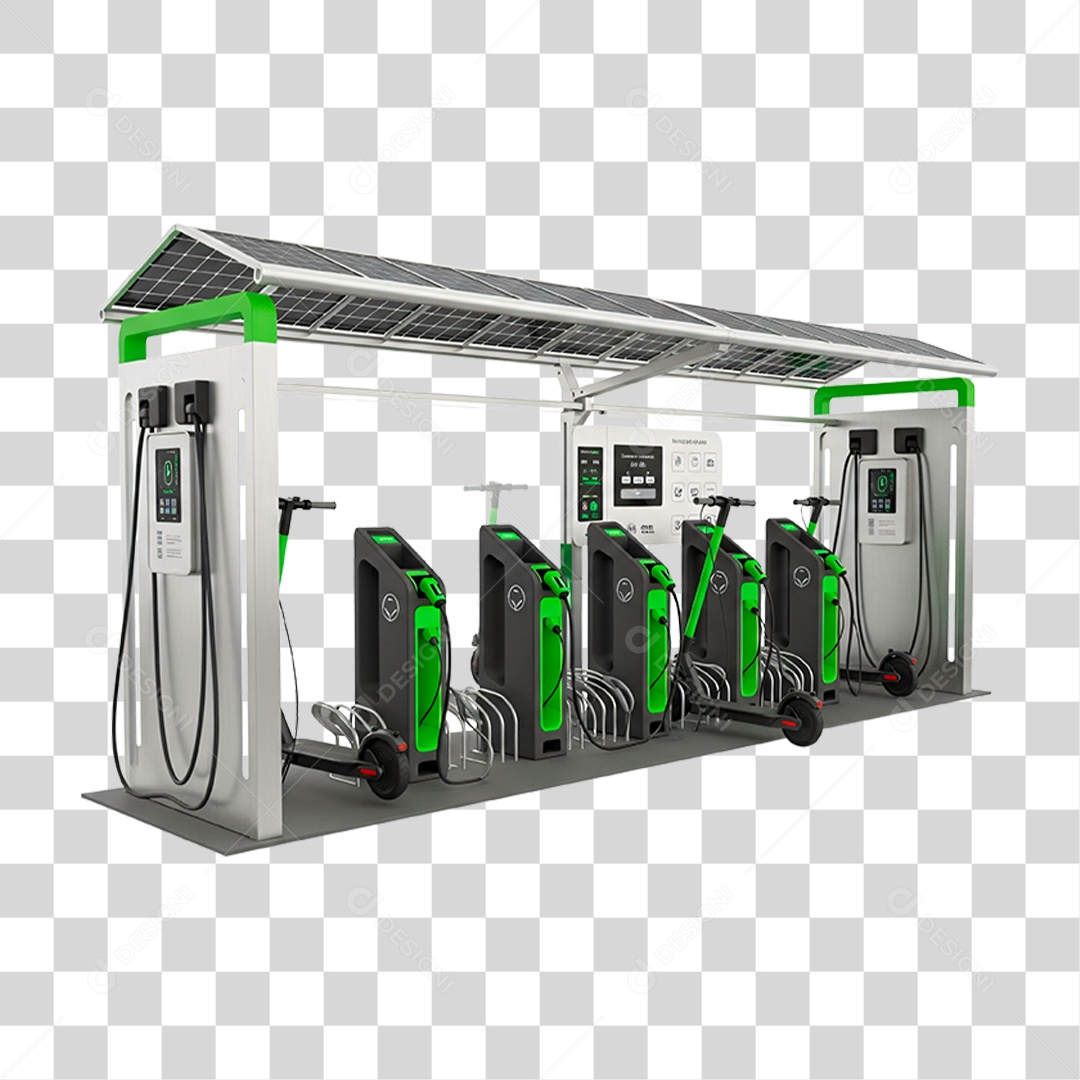 Estação de Recarga de Veículos Elétricos PNG Transparente