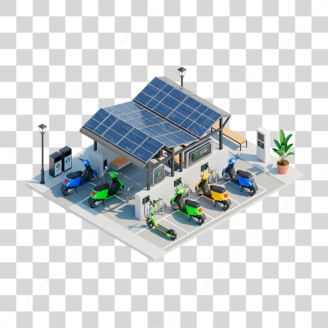 Estação de Recarga de Veículos Elétricos PNG Transparente