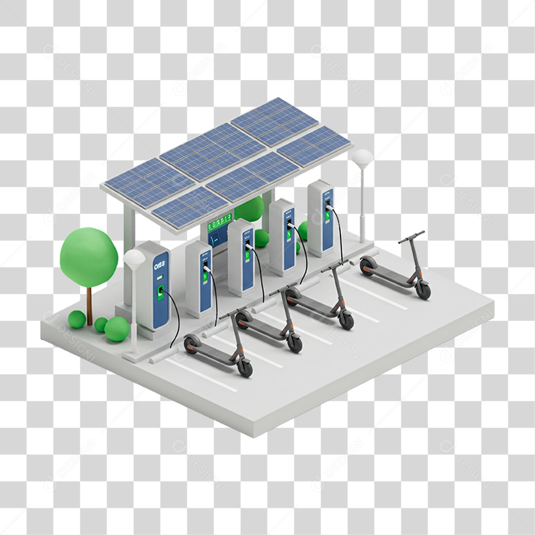 Estação de Recarga de Veículos Elétricos PNG Transparente