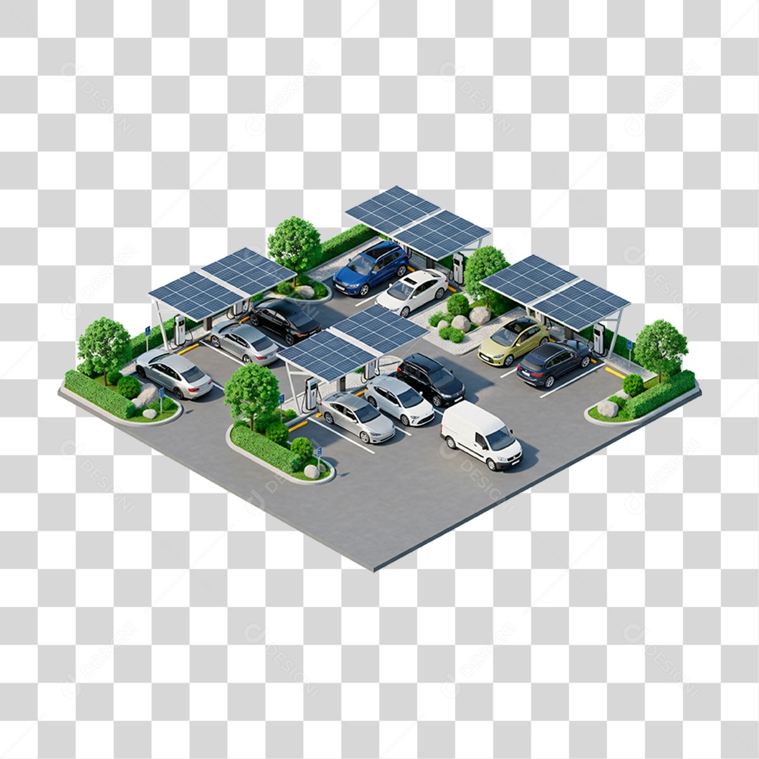 Estação de Recarga de Veículos Elétricos PNG Transparente