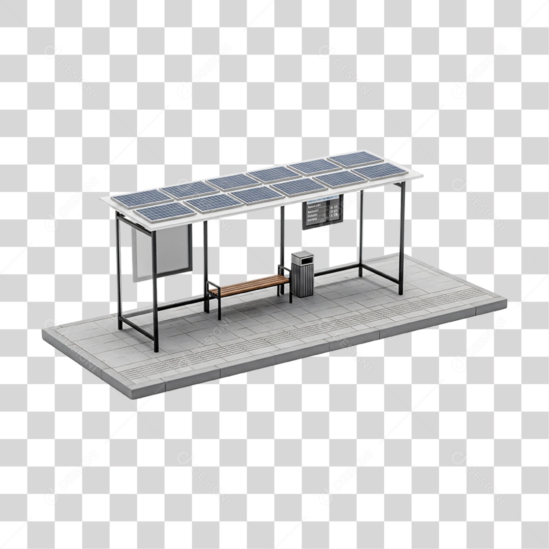 Ponto de Ônibus com Energia Solar PNG Transparente