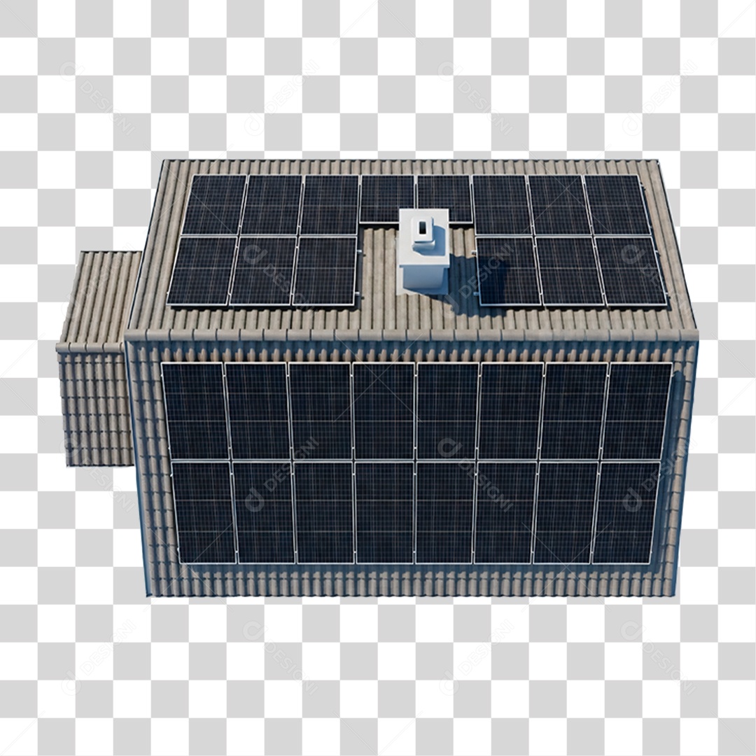 Telhado com Placas Solares PNG Transparente