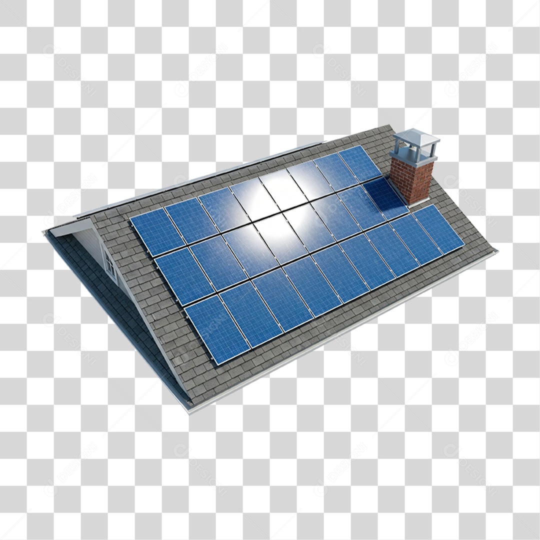 Telhado com Placas Solares PNG Transparente