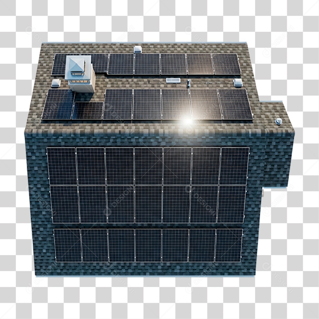 Telhado com Placas Solares PNG Transparente