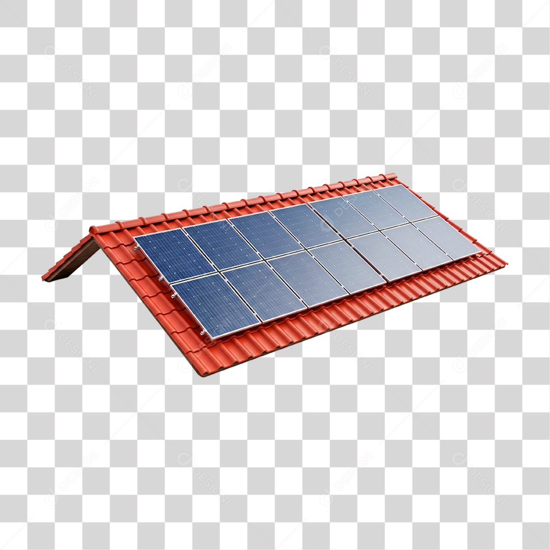 Telhado com Placas Solares PNG Transparente