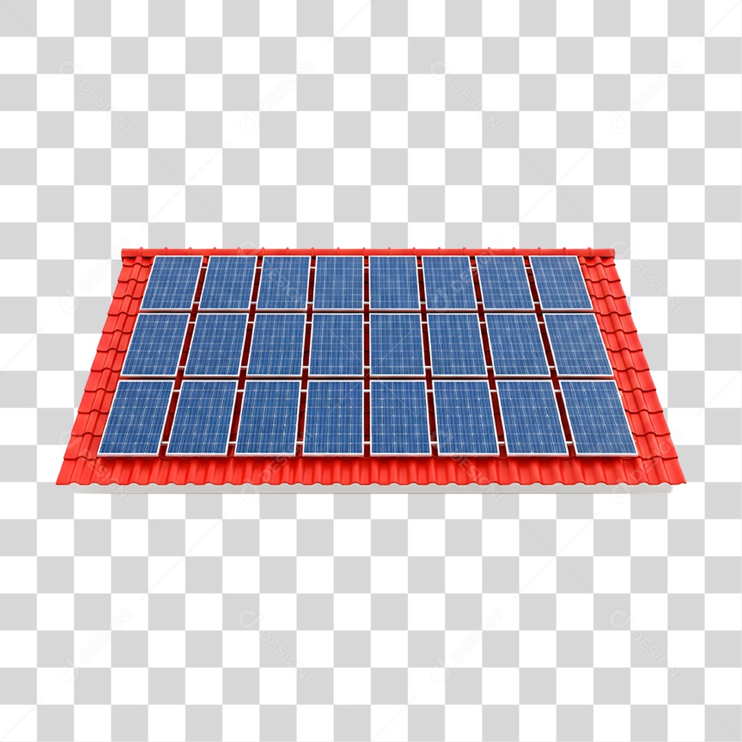 Telhado com Placas Solares PNG Transparente