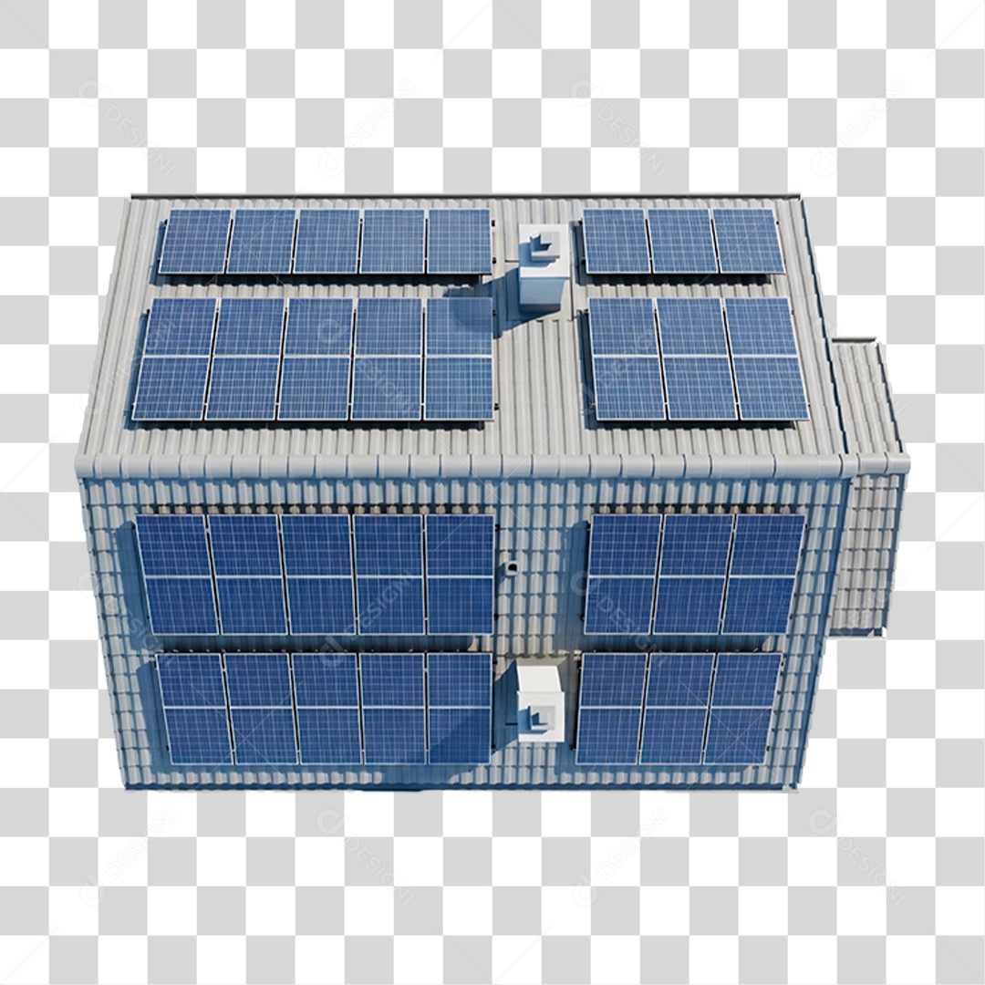 Telhado com Placas Solares PNG Transparente