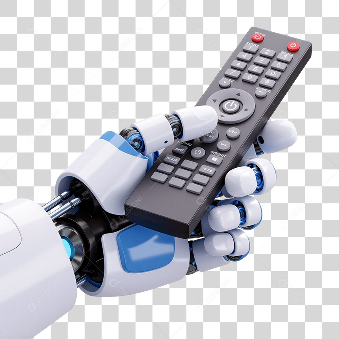 Mão Robótica Segurando Controle Remoto PNG Transparente