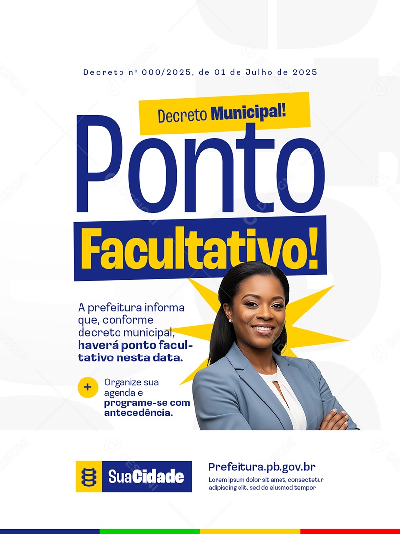 Prefeitura Decreto Municipal Ponto Facultativo Social Media PSD Editável
