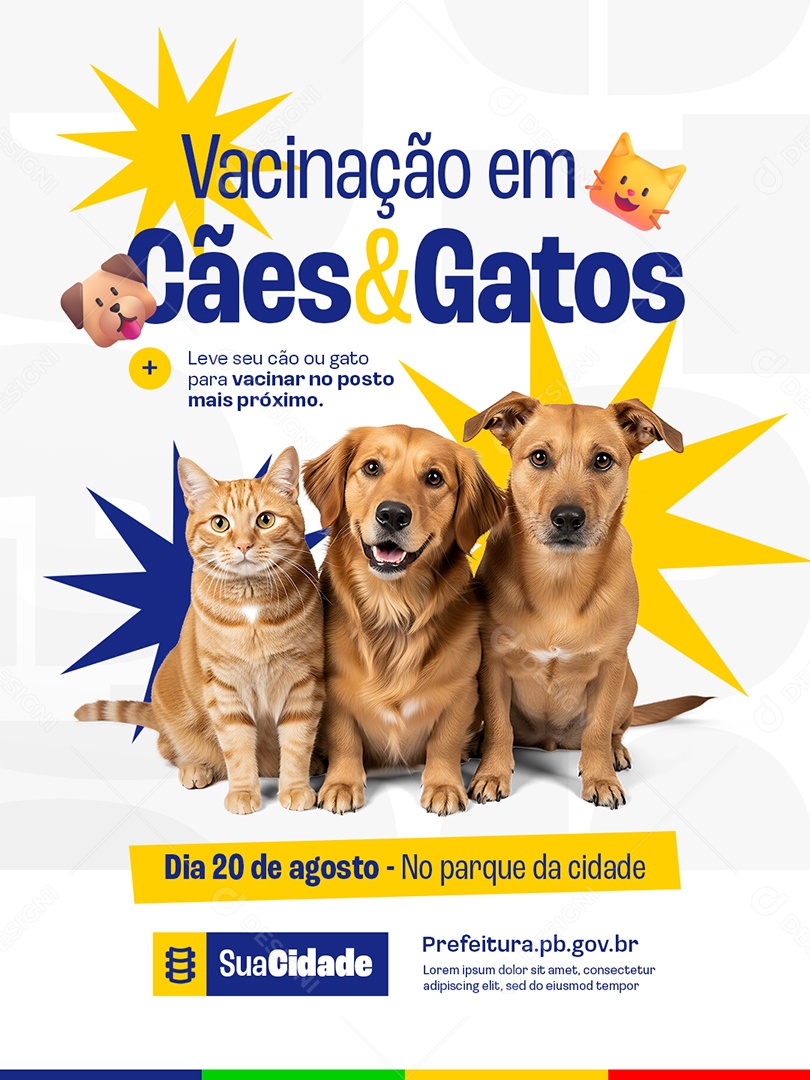 Prefeitura Vacinação em Cães e Gatos Social Media PSD Editável