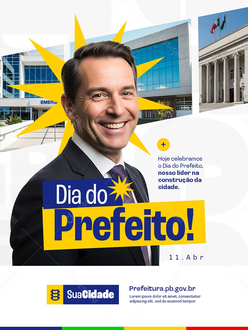 Prefeitura Dia do Prefeito 11 de Abril Social Media PSD Editável