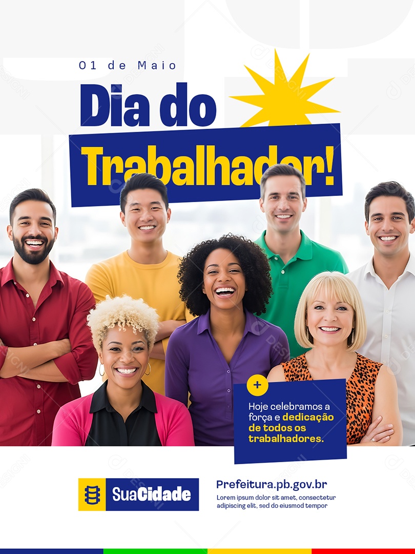 Prefeitura Dia do Trabalhador 01 de Maio Social Media PSD Editável