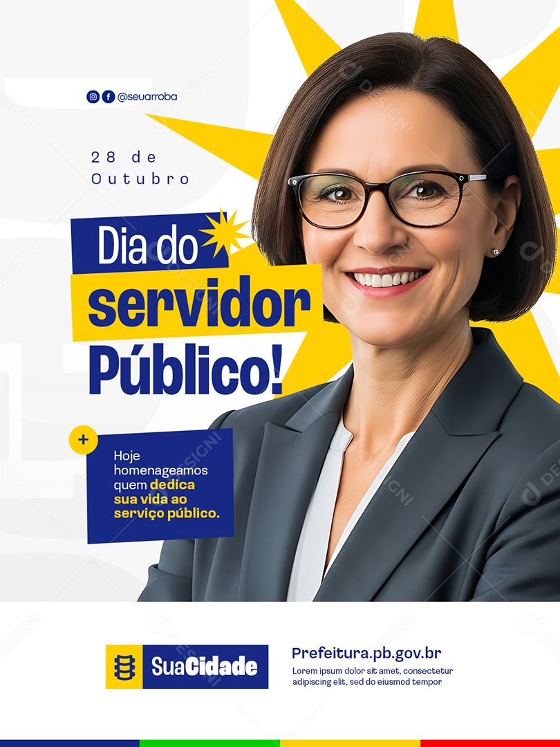 Prefeitura Dia do Servidor Público 28 de Outubro Social Media PSD Editável