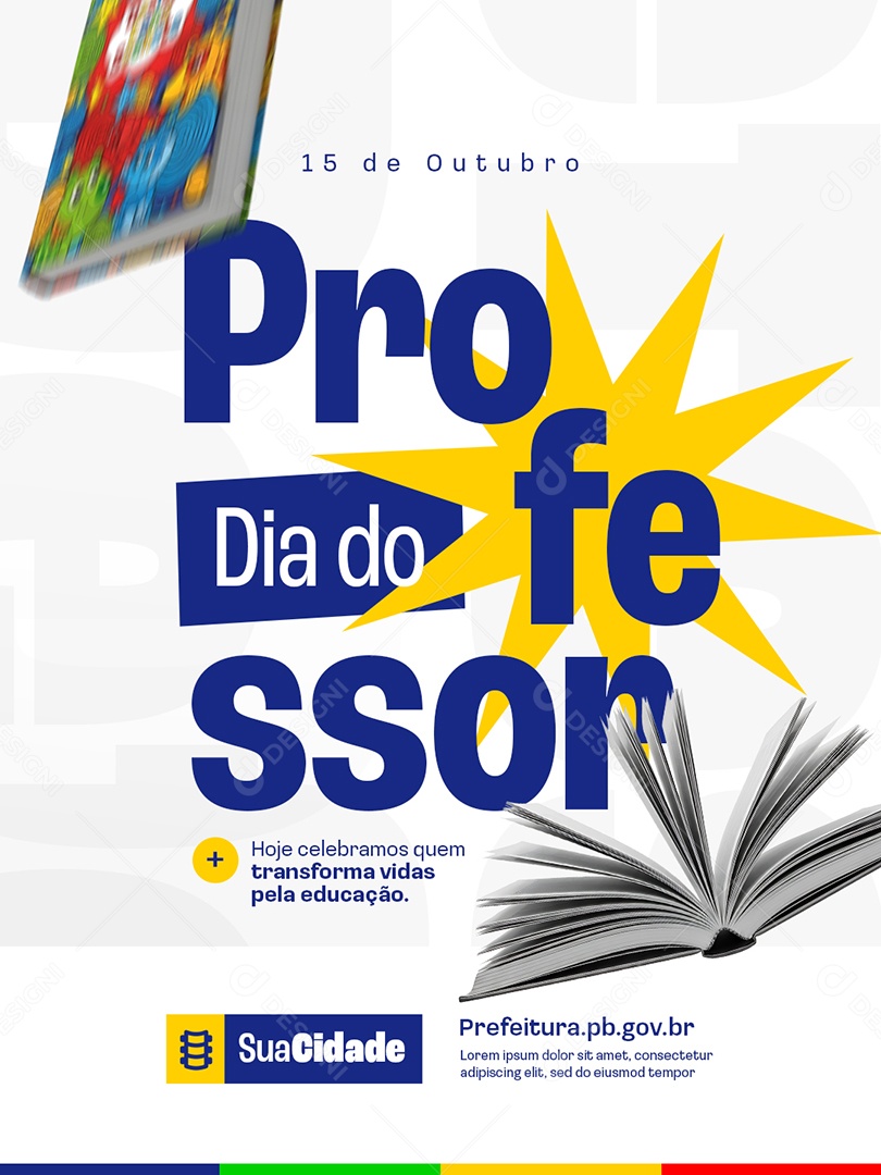 Prefeitura Dia do Professor 15 de Outubro Social Media PSD Editável
