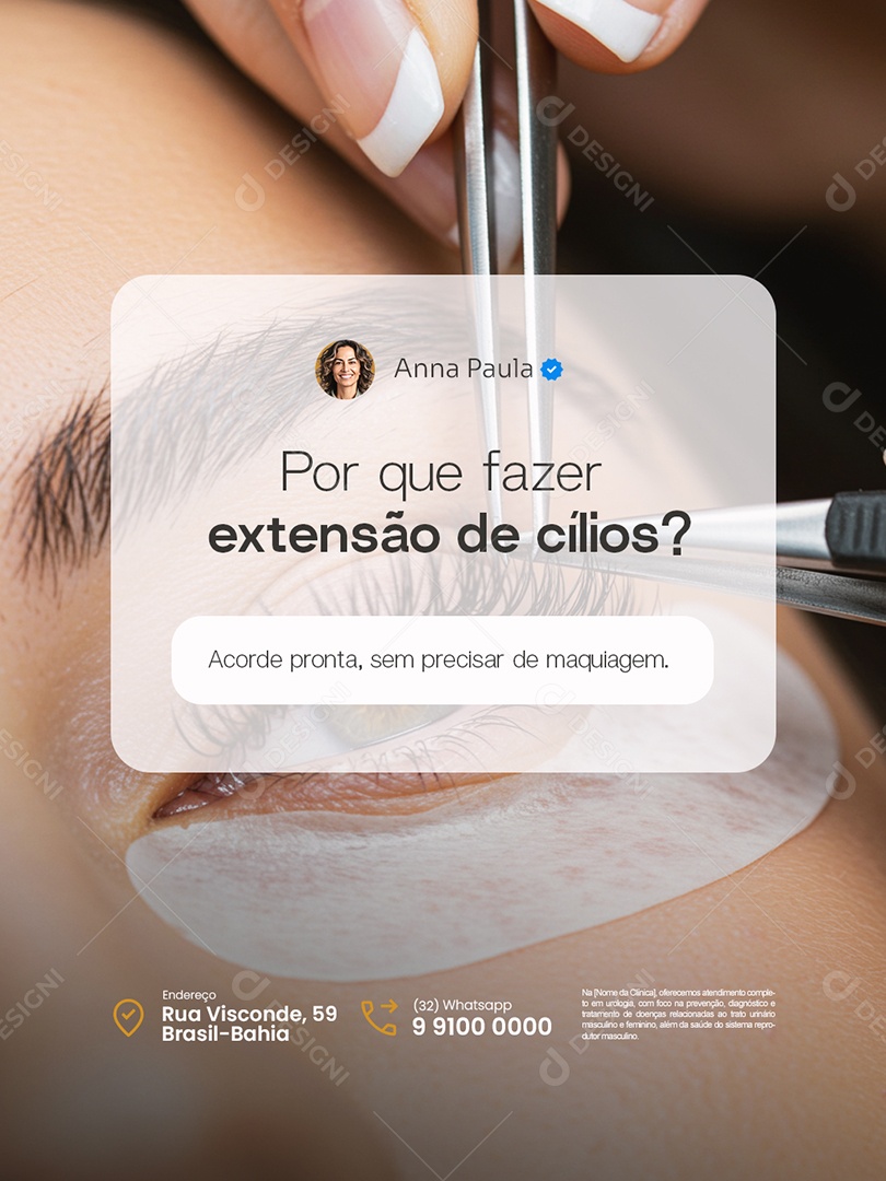 Estética Por Que Fazer Extensão de Cílios Social Media PSD Editável