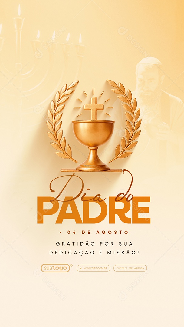 Story Dia do Padre 04 de Agosto Gratidão Social Media PSD Editável