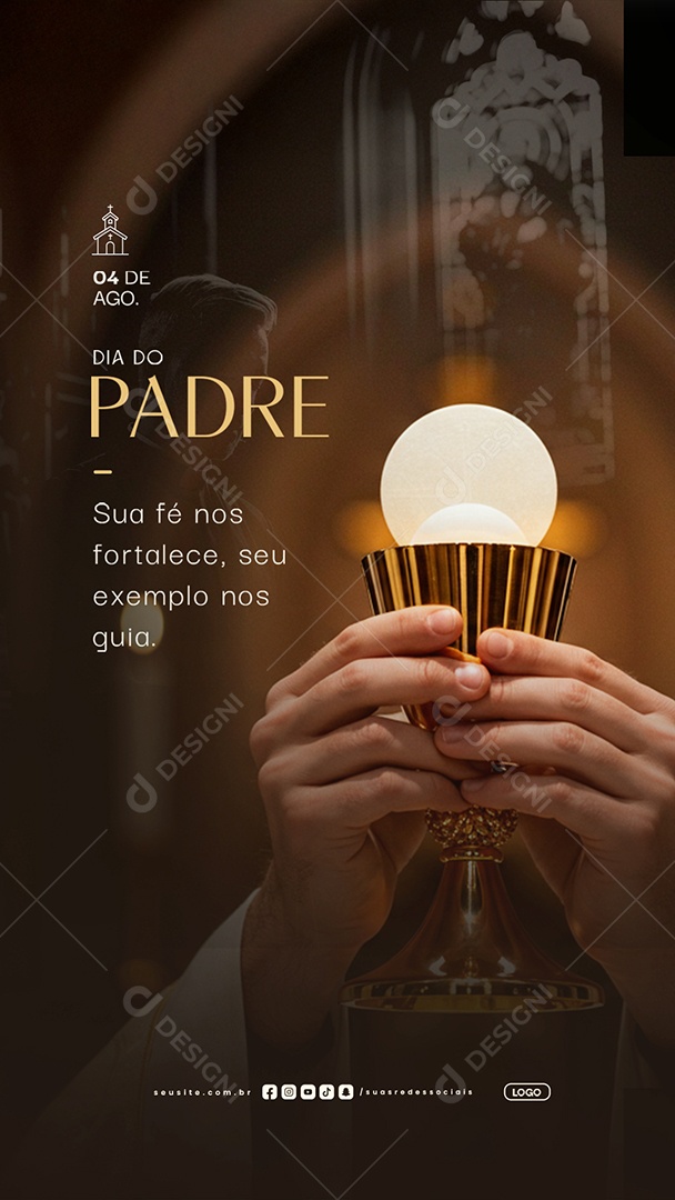 Story Dia do Padre 04 de Agosto Sua Fé Social Media PSD Editável