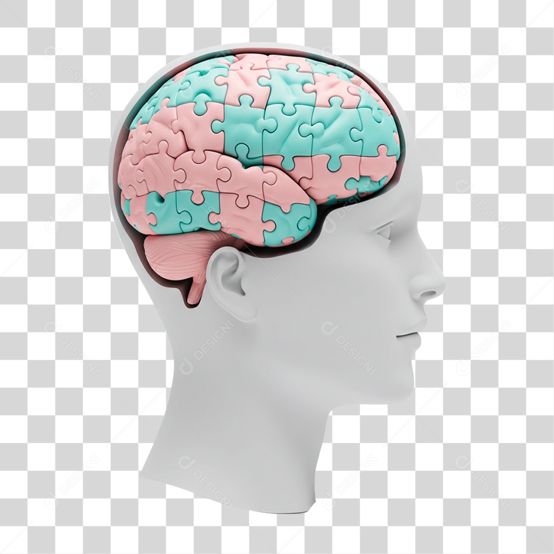 Cérebro com Quebra Cabeça PNG Transparente