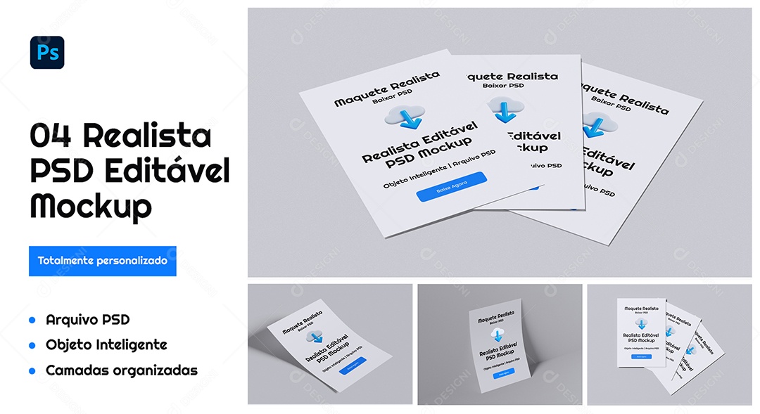 Mockup Papel A4 PSD Editável