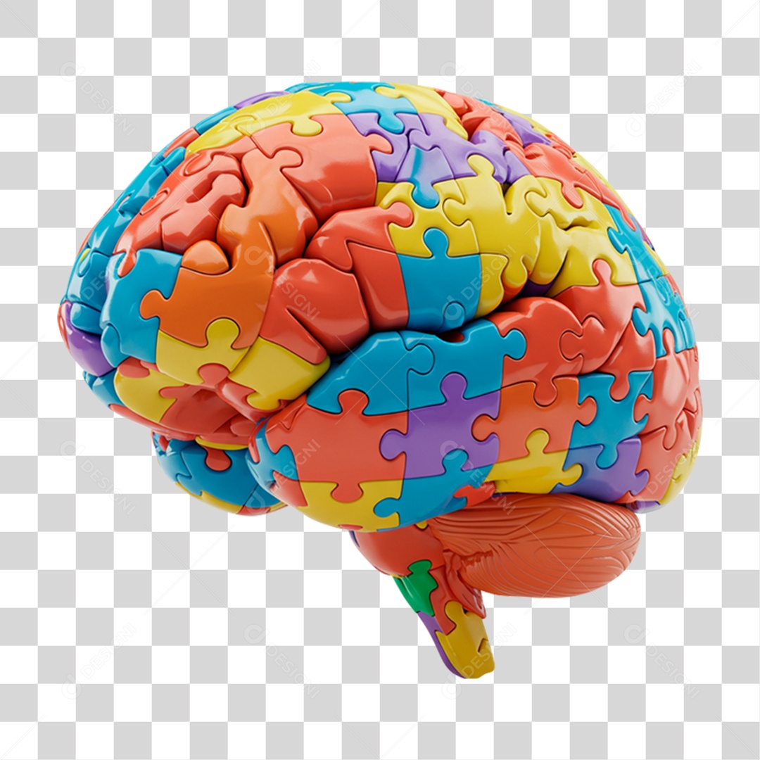 Cérebro com Quebra Cabeça PNG Transparente