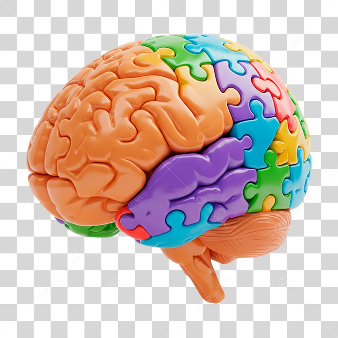 Cérebro com Quebra Cabeça PNG Transparente