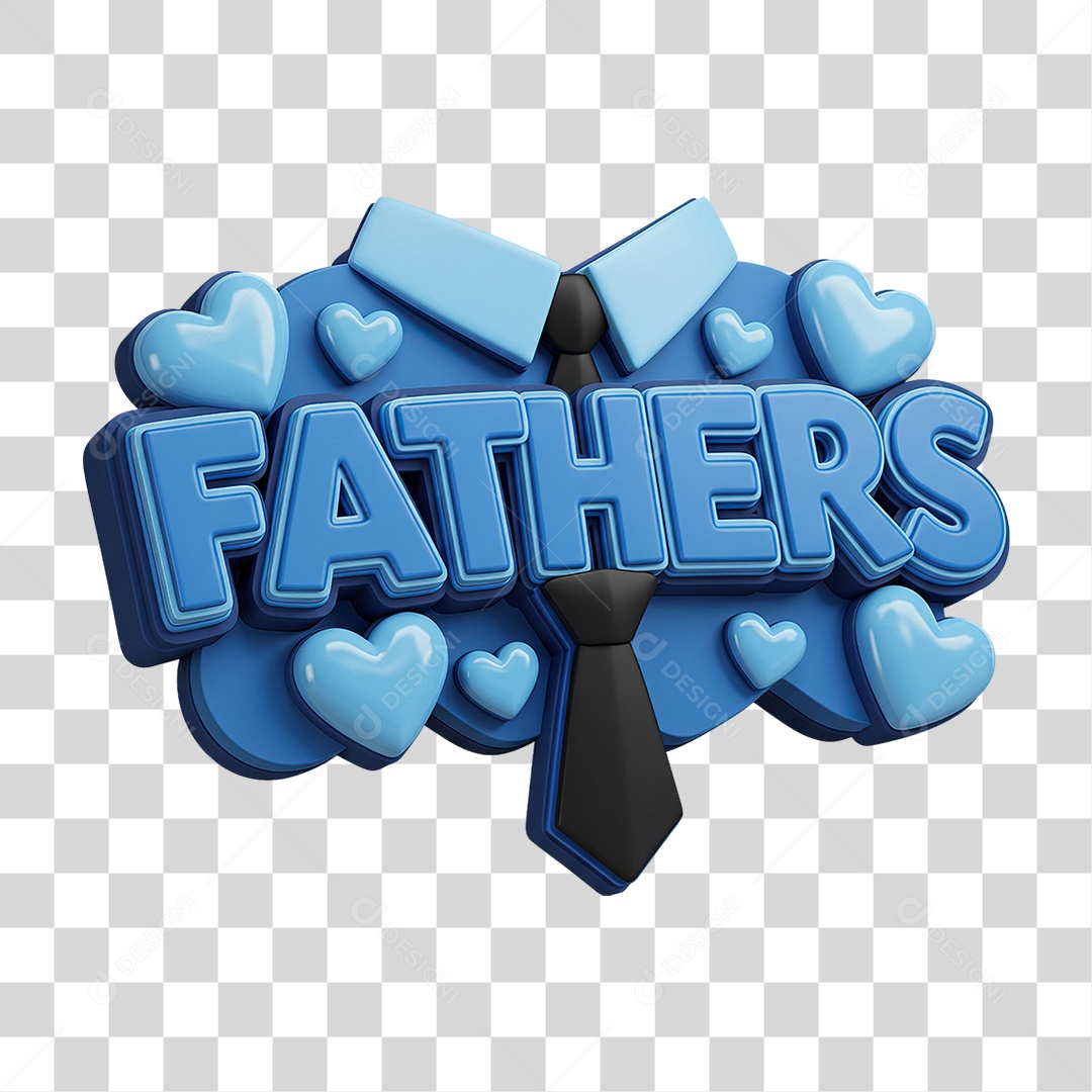 Selo 3D Pais Fathers para Composição PNG Transparente