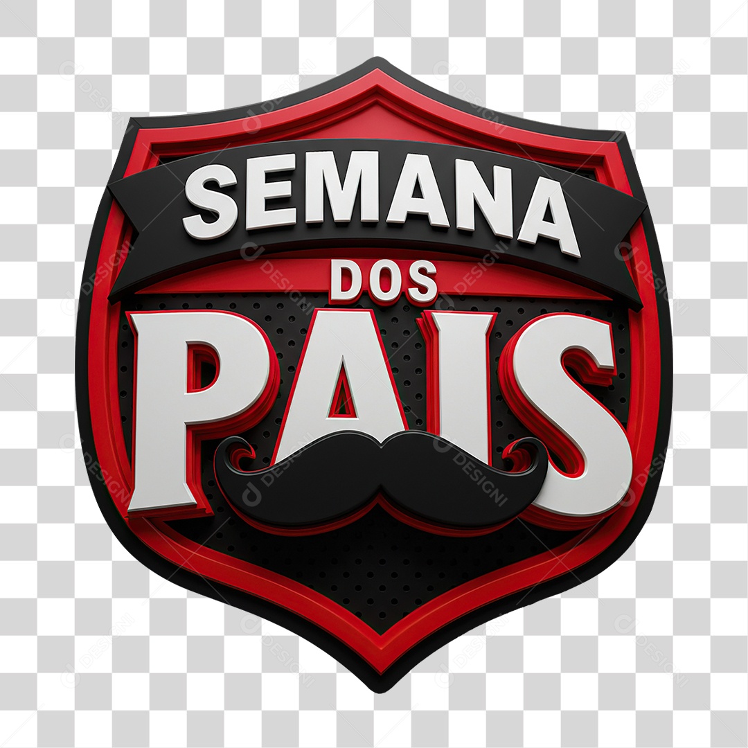 Selo 3D Semana dos Pais PNG Transparente
