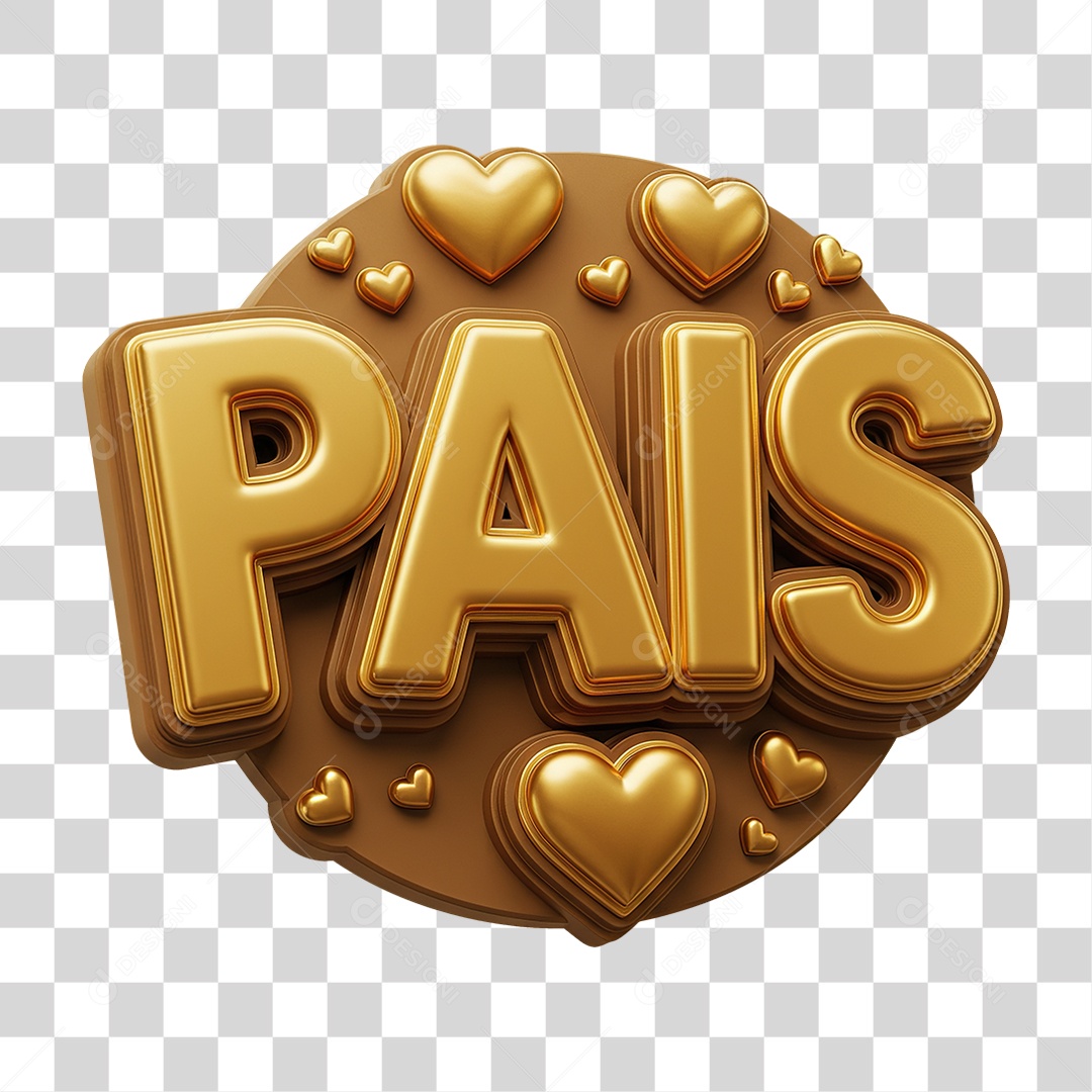 Selo 3D Pais para Composição PNG Transparente