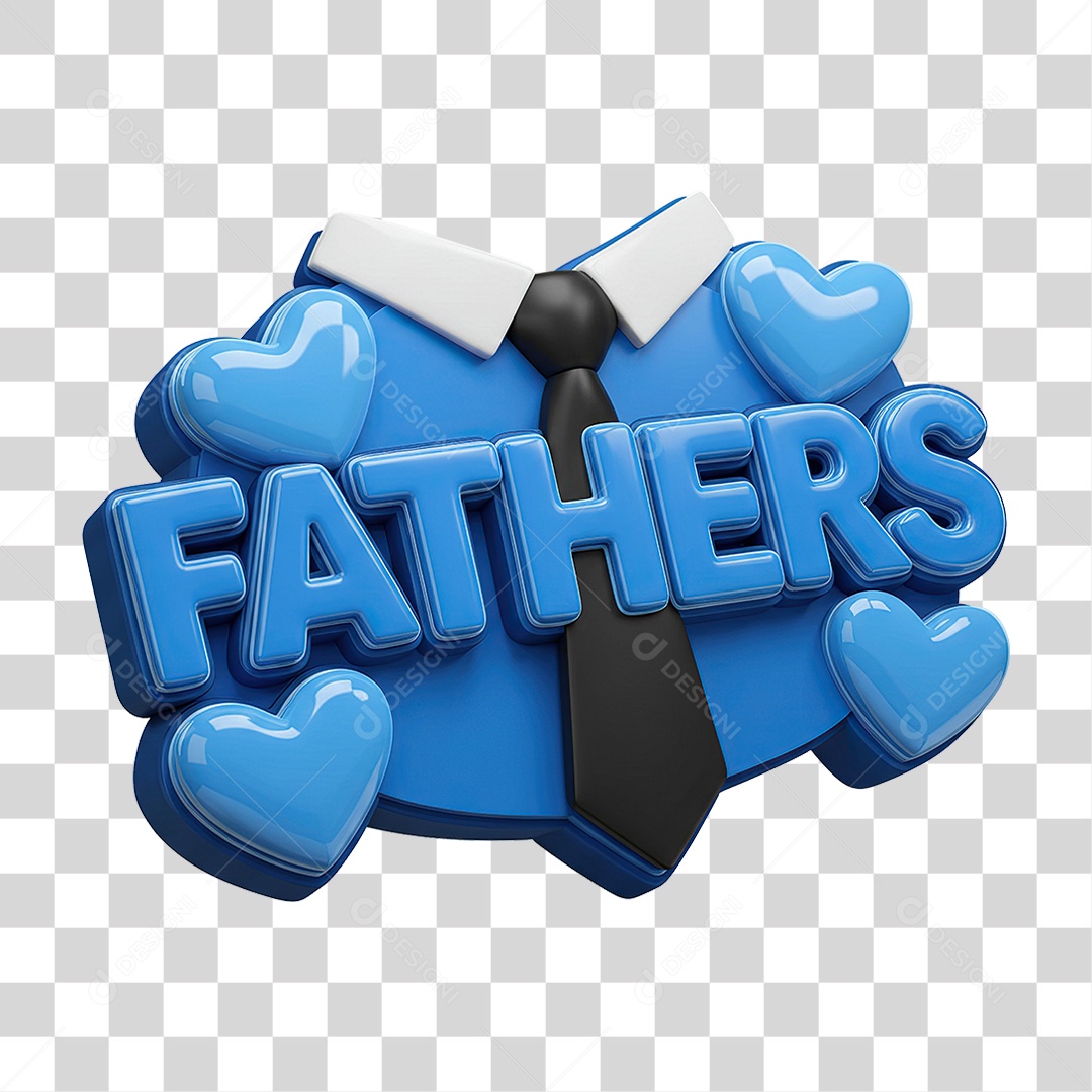 Selo 3D Pais Fathers para Composição PNG Transparente