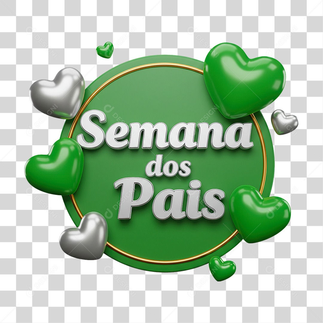 Selo 3D Semana dos Pais PNG Transparente