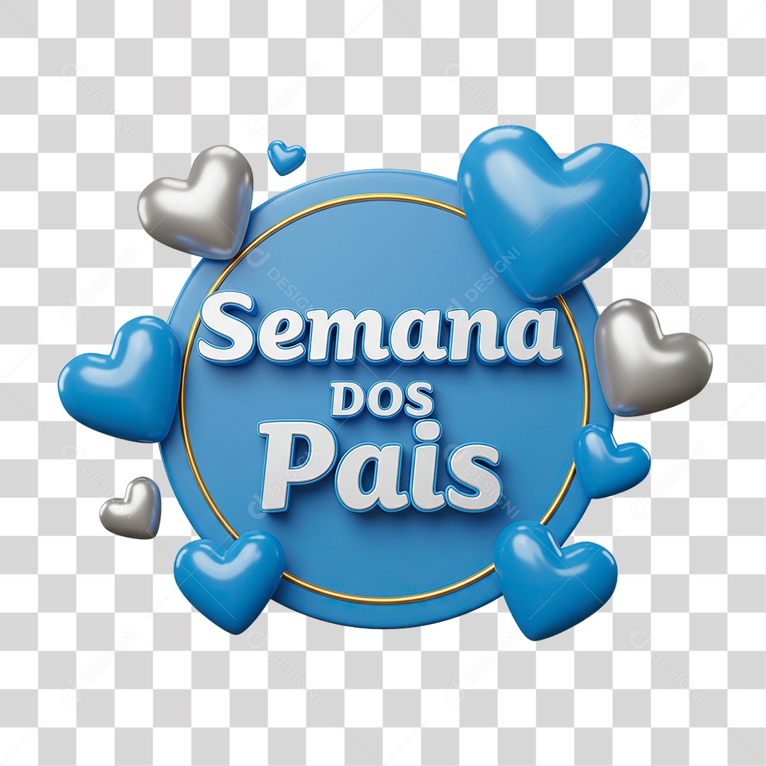Selo 3D Semana dos Pais PNG Transparente