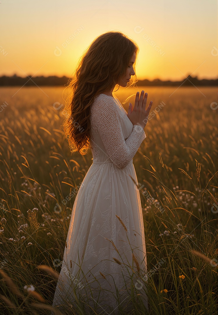 Mulher tirando fotos em campo ao ar livre