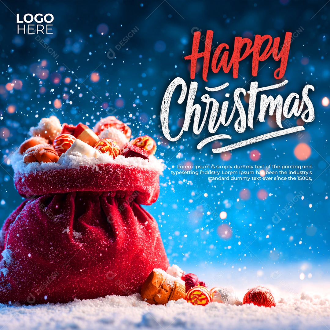 Feliz Natal 25 De Dezembro Social Media PSD Editável