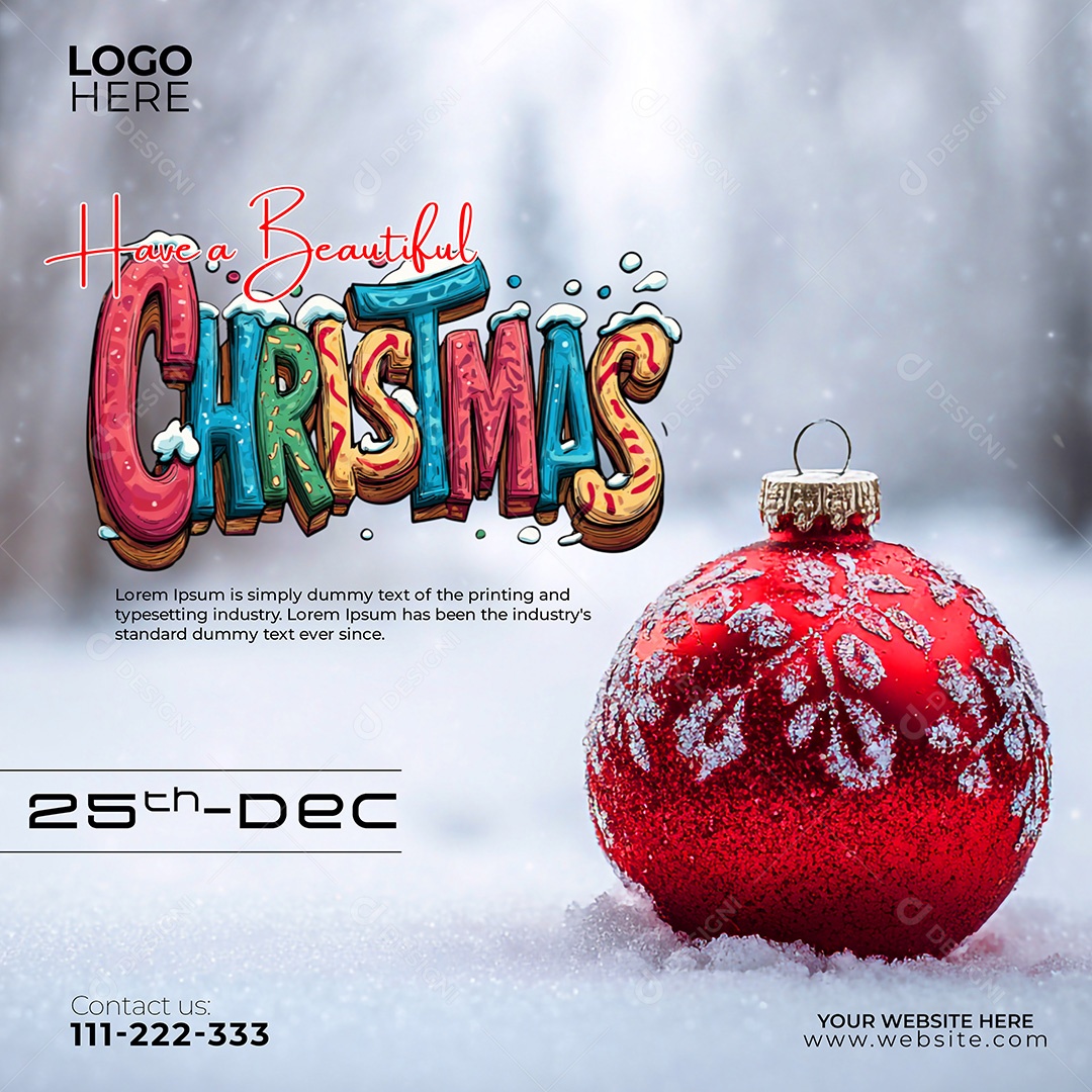 Feliz Natal 25 De Dezembro Social Media PSD Editável