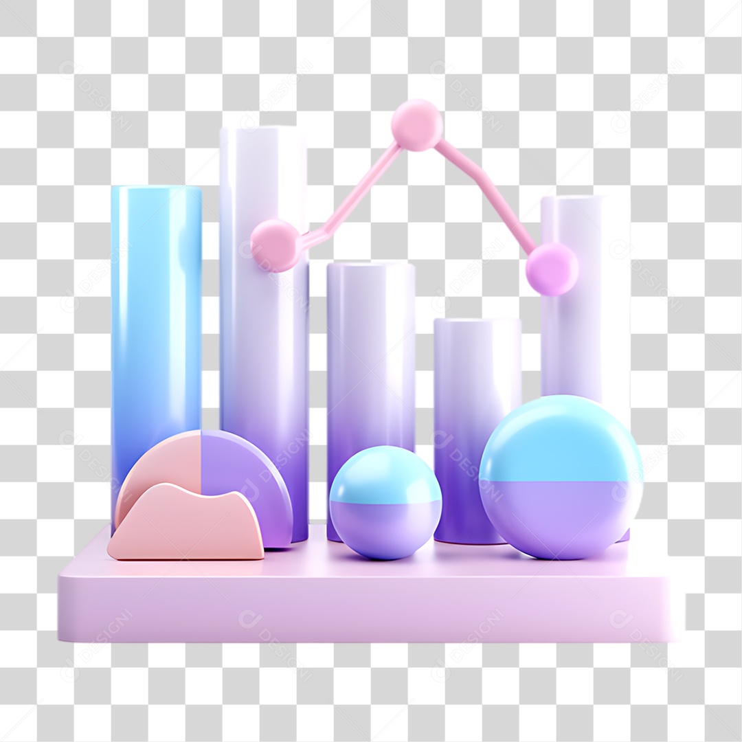 Gráfico Azul e Rosa PNG Transparente