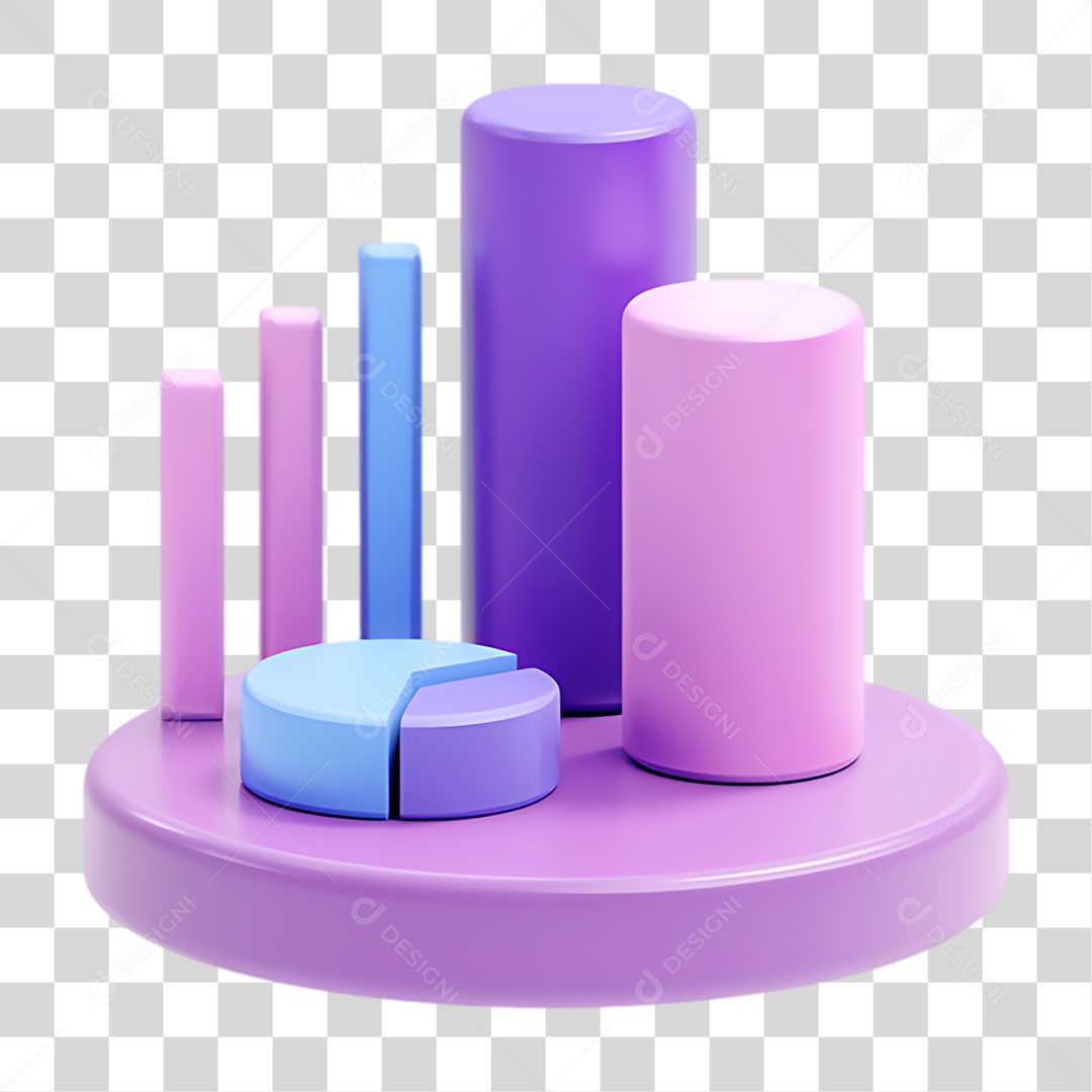 Gráfico Azul e Rosa PNG Transparente