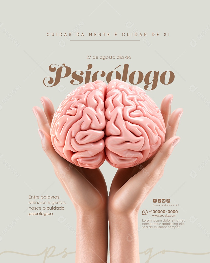 Dia Do Psicólogo 27 de Agosto Parabéns Social Media PSD Editável