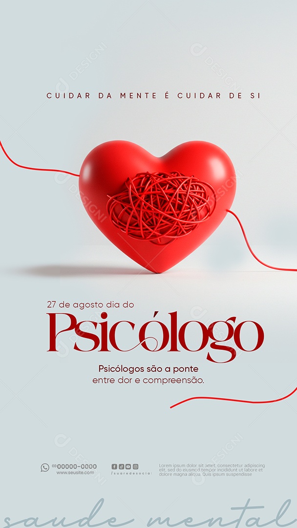Story Dia Do Psicólogo 27 de Agosto Parabéns Social Media PSD Editável