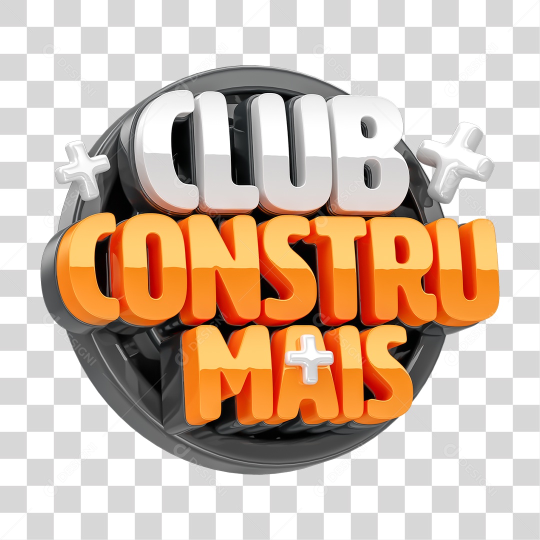 Selo 3D Club Constru Mais para Composição PNG Transparente