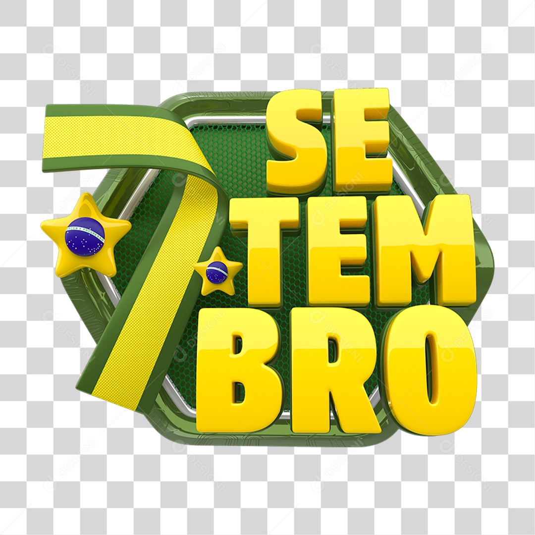 Selo 3D 7 Setembro para Composição PNG Transparente
