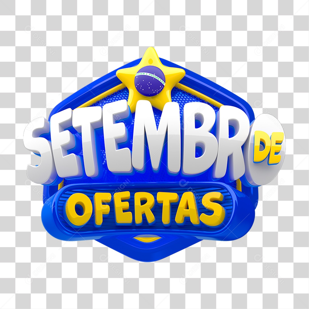 Selo 3D Setembro de Ofertas para Composição PNG Transparente