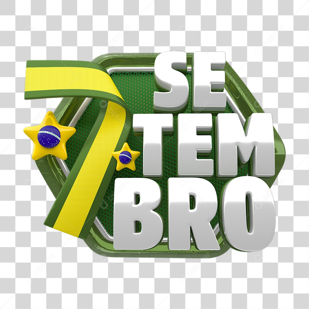 Selo 3D 7 Setembro para Composição PNG Transparente