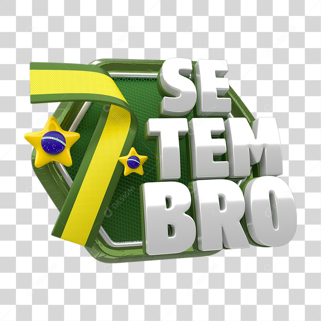 Selo 3D 7 Setembro para Composição PNG Transparente