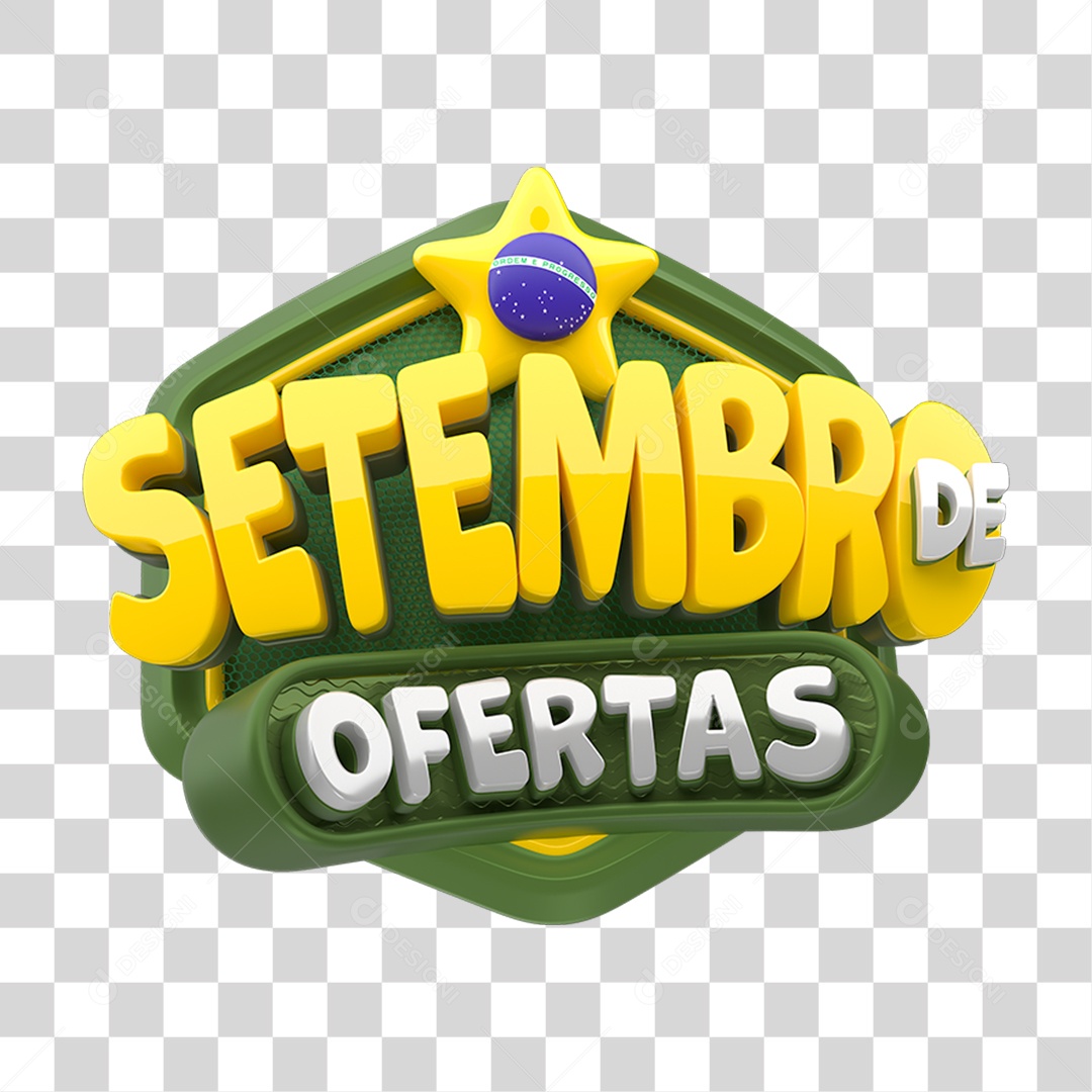 Selo 3D Setembro de Ofertas para Composição PNG Transparente