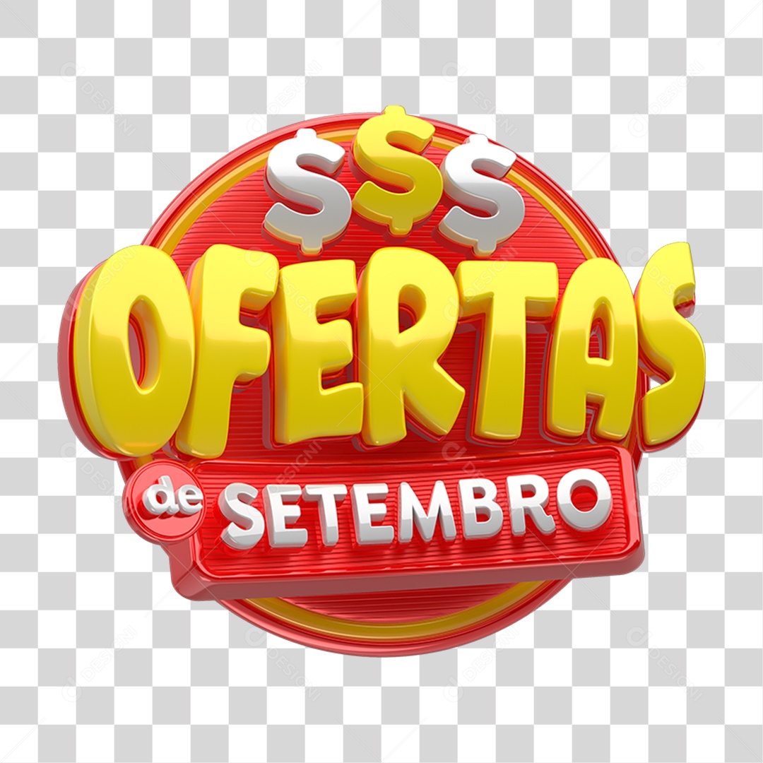 Selo 3D Ofertas de Setembro PNG Transparente