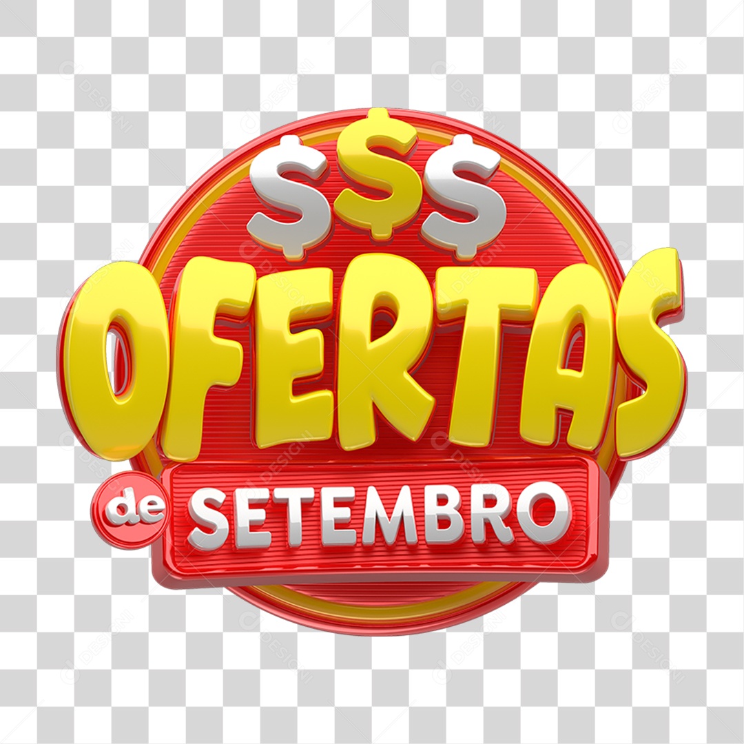 Selo 3D Ofertas de Setembro PNG Transparente